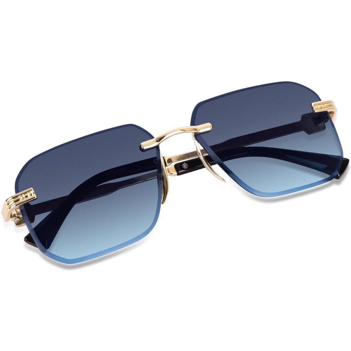 Dervin UV Protected Square Rimless Sunglasses for Men and Women (M, Gradient Blue)