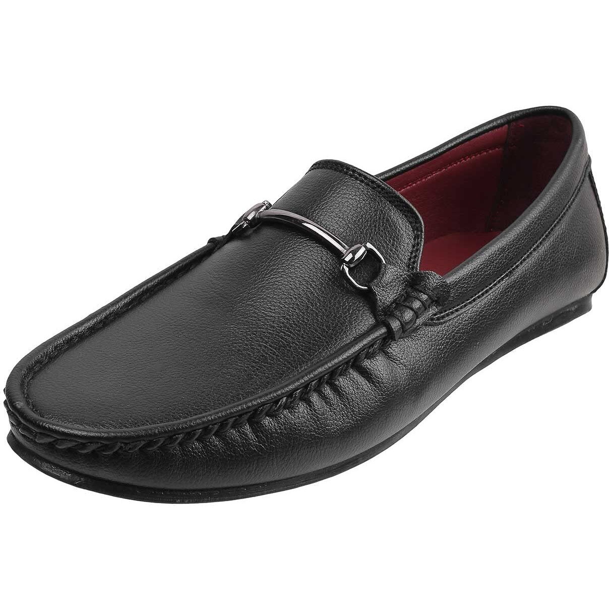 Mochi Men's Black Faux Leather Stylish Fashionable Loafer Shoes UK/7 EU/41 (71-8512)