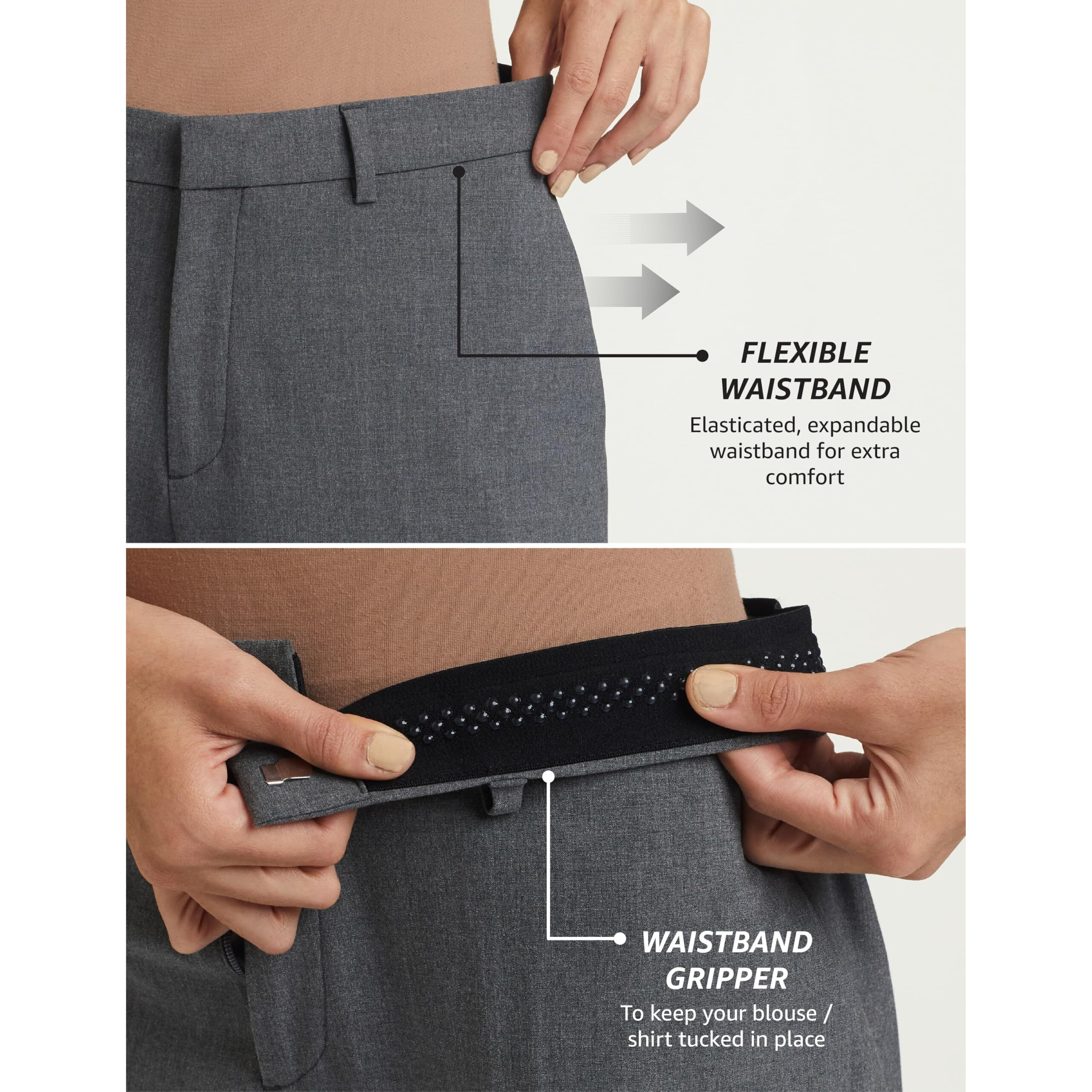 Symbol Premium Women's Relaxed Business Casual Pants (SBP-SS24-WTR-710_Grey Melange_30)