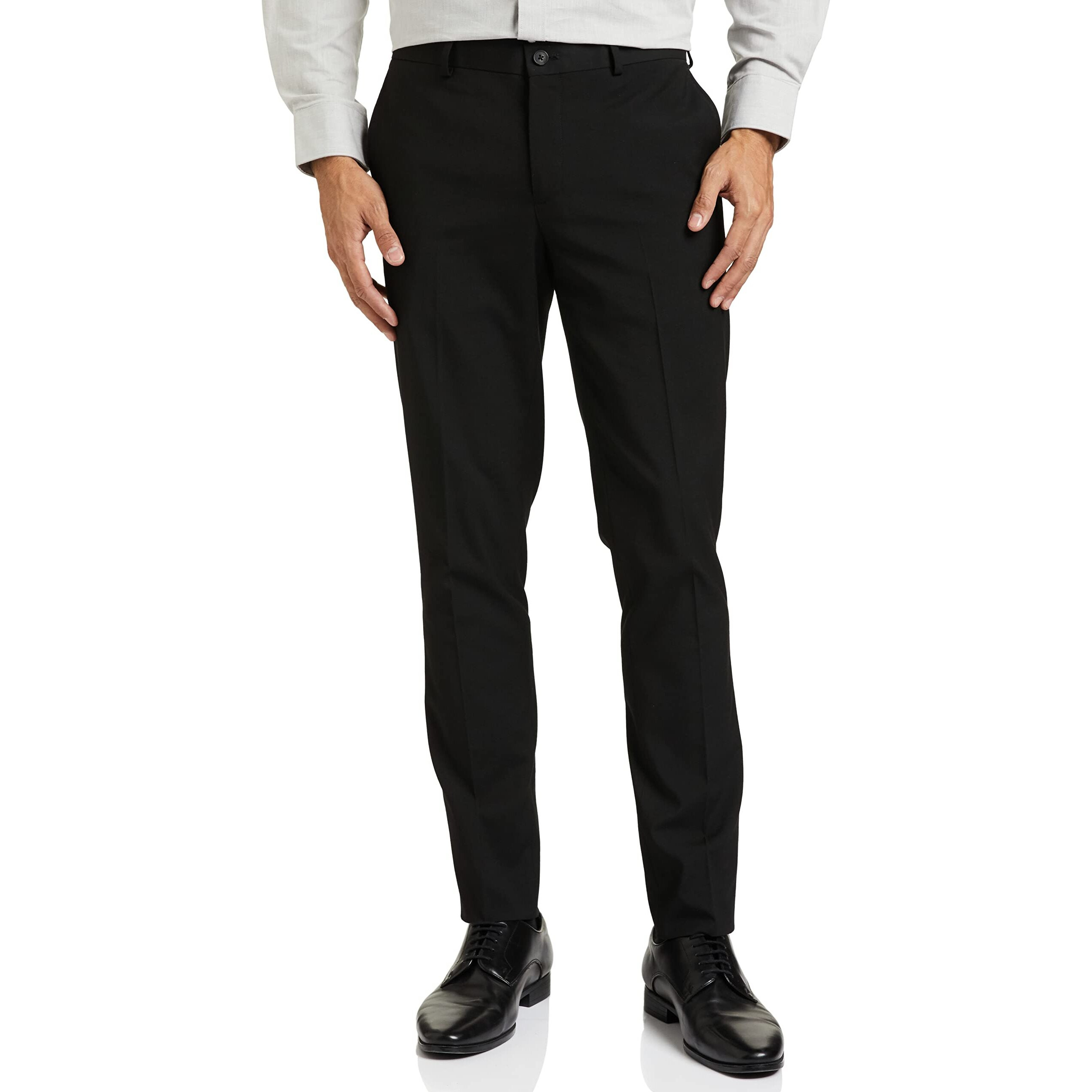 Amazon Brand - Symbol Men's Stretchable Formal Pants | Trousers (Slim Fit) (Black 2_34)