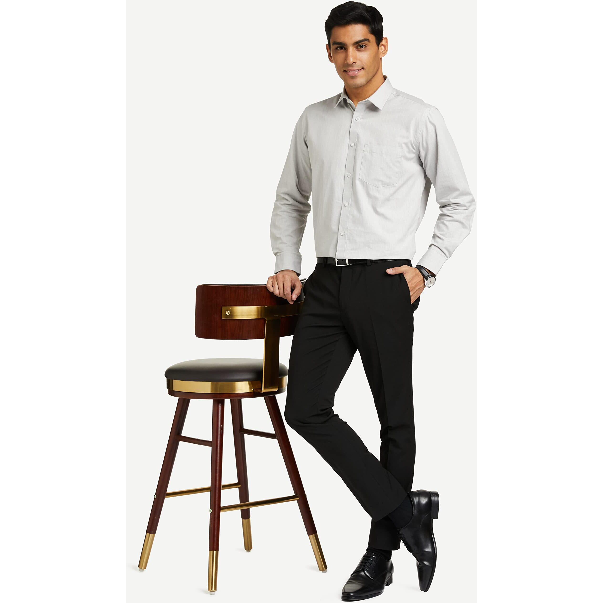 Amazon Brand - Symbol Men's Stretchable Formal Pants | Trousers (Slim Fit) (Black 2_34)