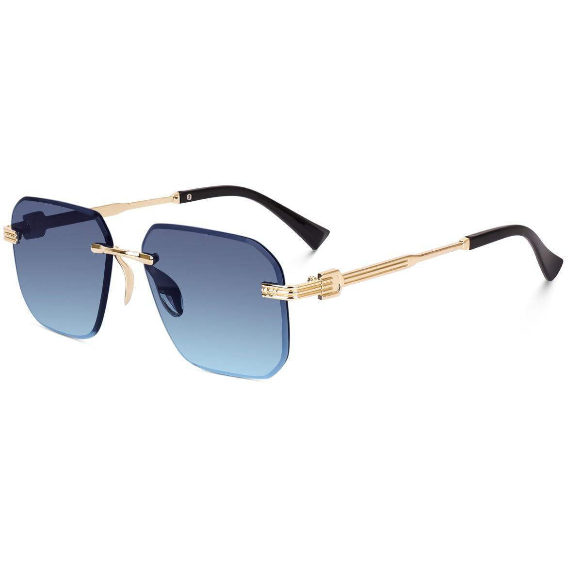 Dervin UV Protected Square Rimless Sunglasses for Men and Women (L, Gradient Blue)