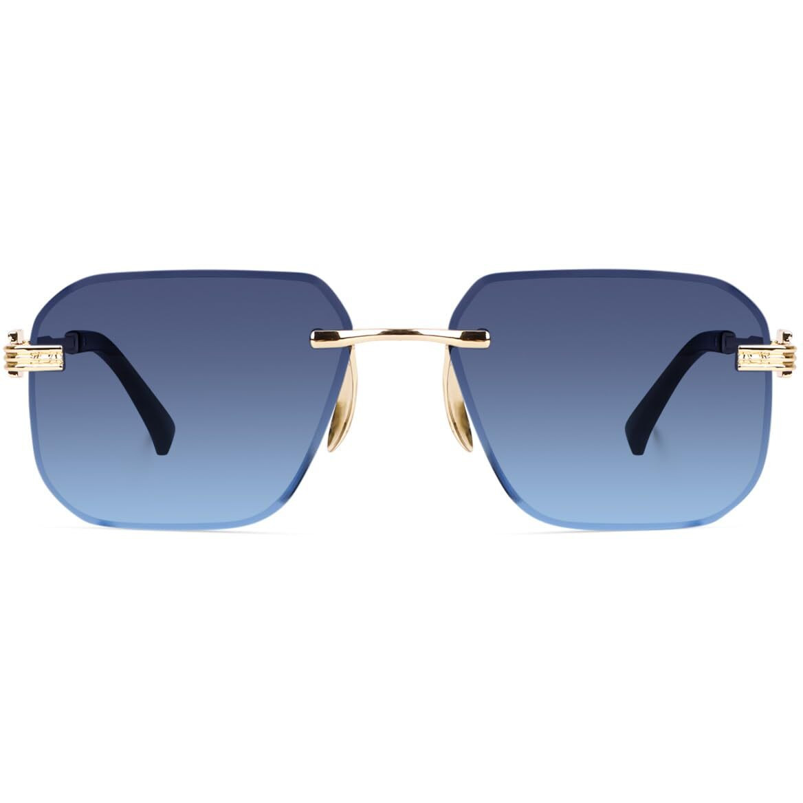 Dervin UV Protected Square Rimless Sunglasses for Men and Women (L, Gradient Blue)