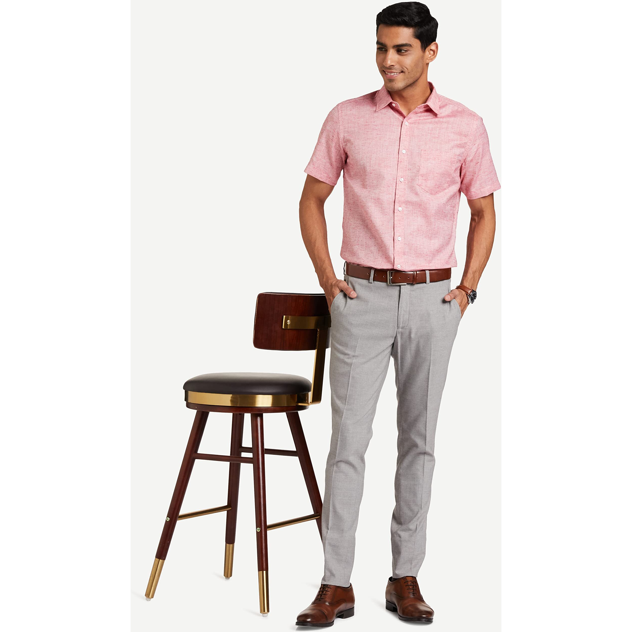 Amazon Brand - Symbol Men's Stretchable Formal Pants | Trousers (Slim Fit) (Light Grey_32)