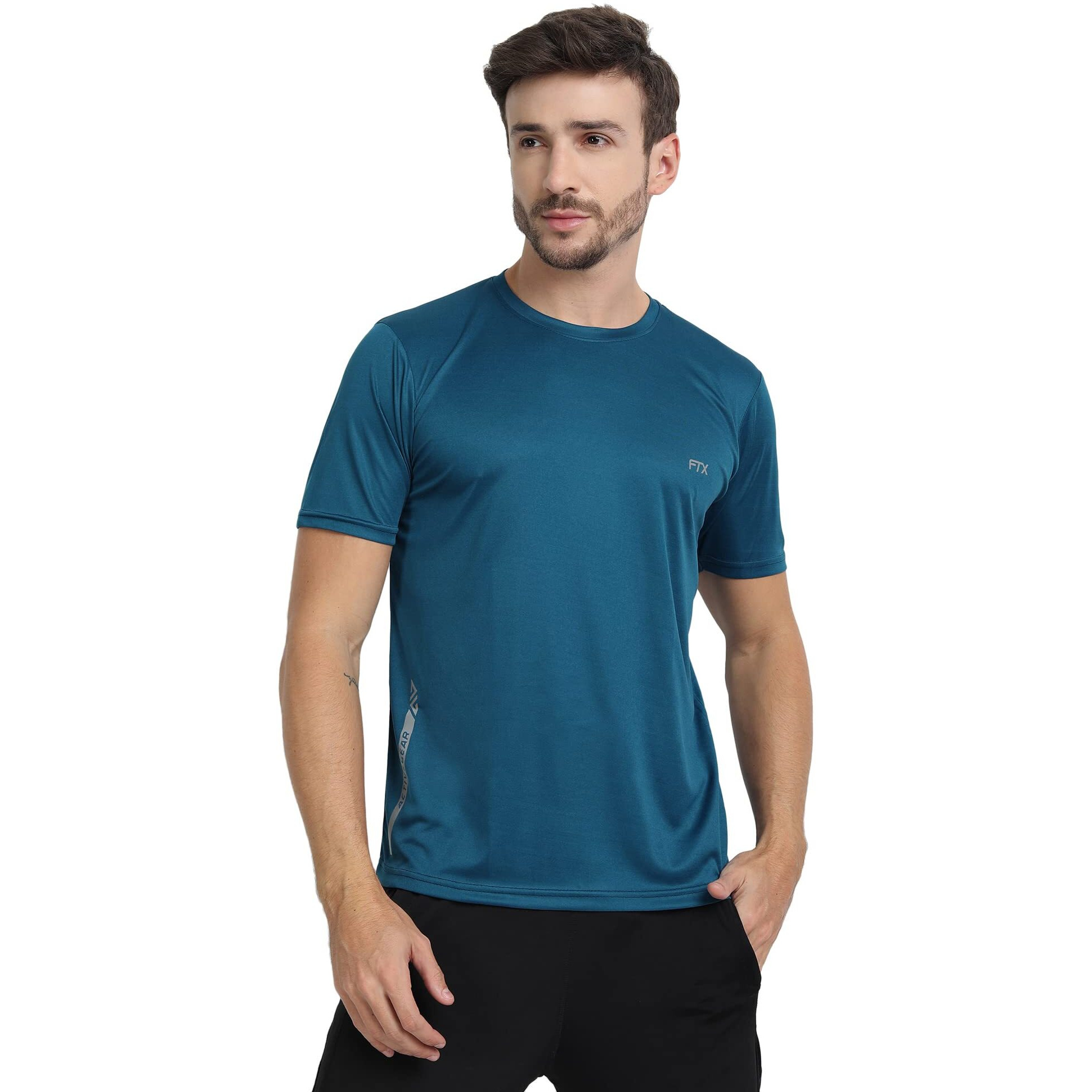 FTX Men Drifit Round Neck Half Sleeve Regular Fit Tshirt Pack of 4(723_2_5_7_8)_L, Grey