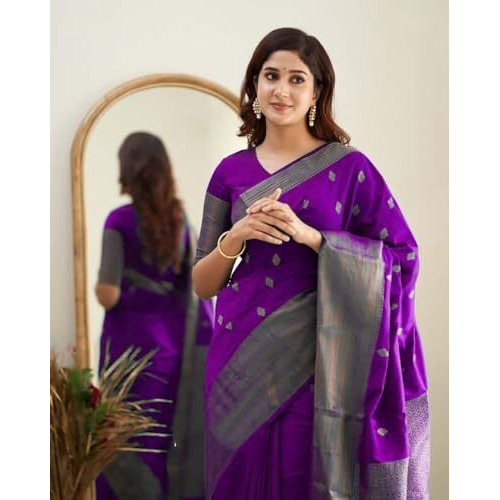 Yashika Women's Woven Banarasi Kanjivaram Cotton Silk Jaquard Saree (AZ-YS-OG-Bilal-Parent_Purple)