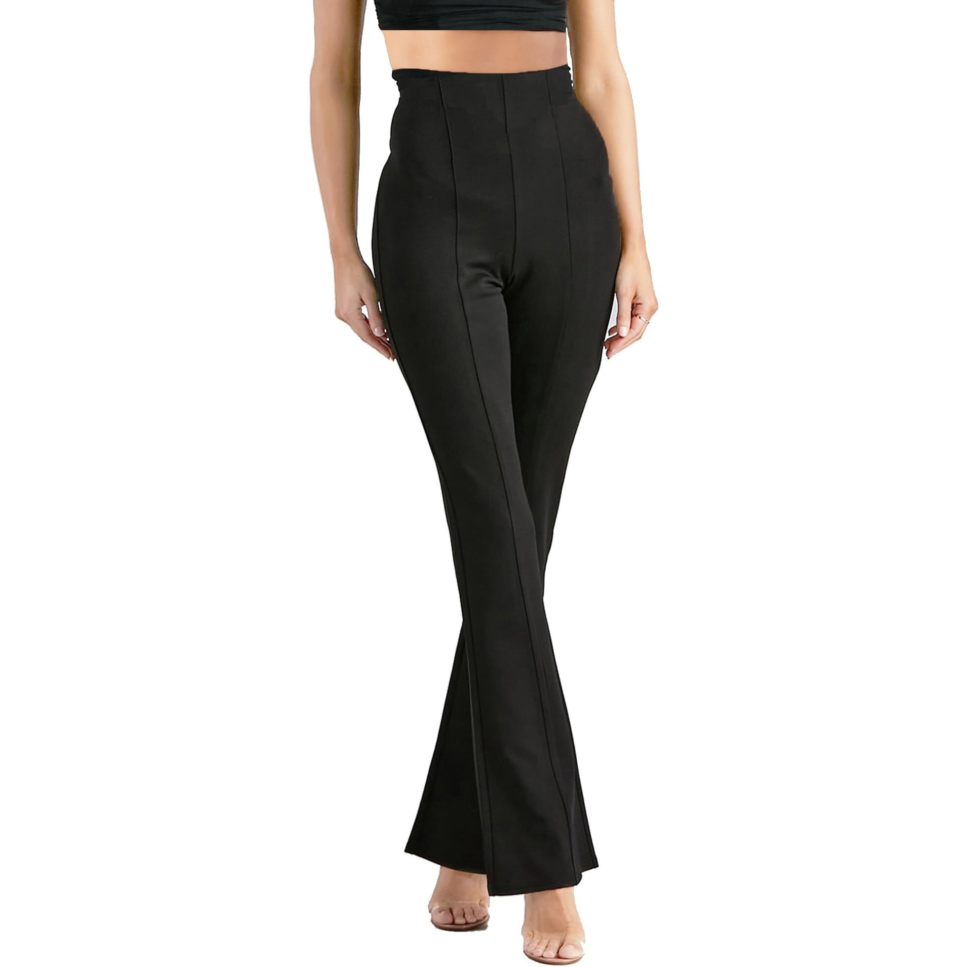ADDYVERO Elastic Cotton Solid Stretchable Regular Fit Full Length Women Parallel Trouser (Black, 28)