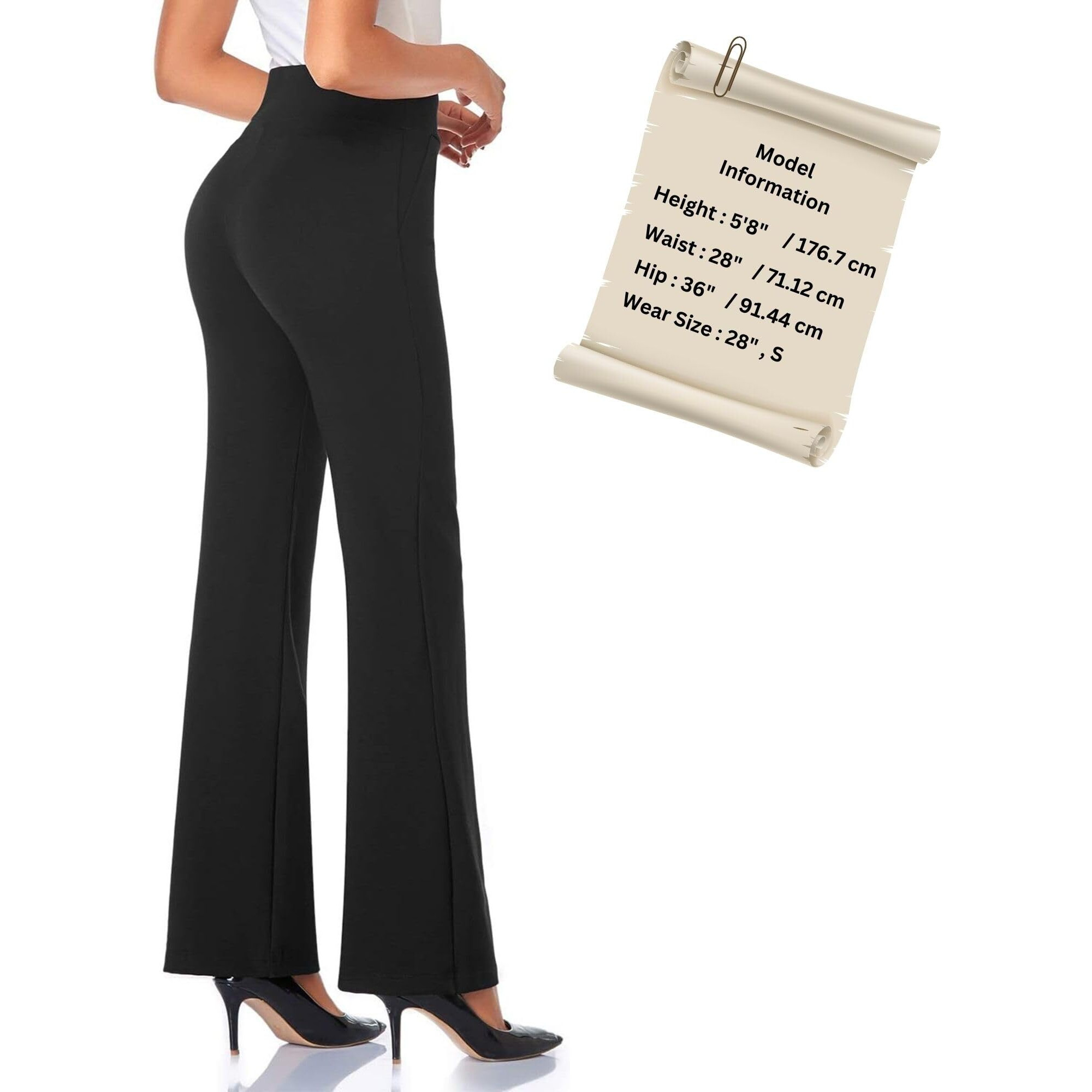 ADDYVERO Elastic Cotton Solid Stretchable Regular Fit Full Length Women Parallel Trouser (Black, 28)