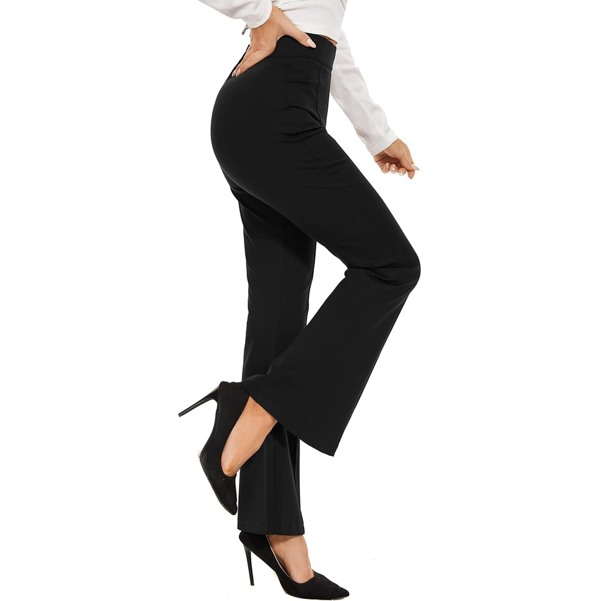 ADDYVERO Elastic Cotton Solid Stretchable Regular Fit Full Length Women Parallel Trouser (Black, 28)