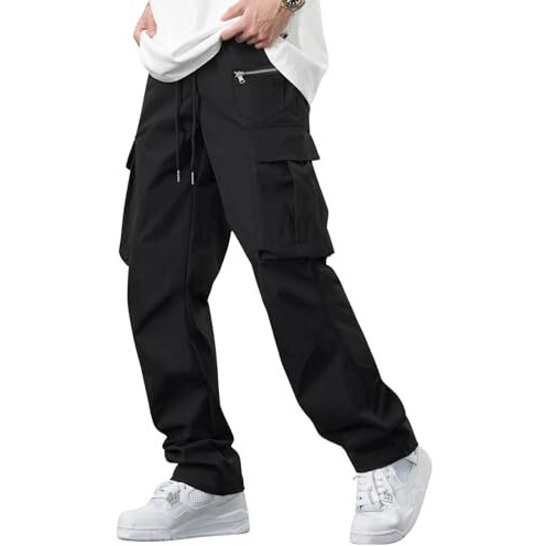 Lymio Men Cargo || Men Cargo Pants || Men Cargo Pants Cotton || Cargos for Men (Cargo-05-08) (XL, Black)