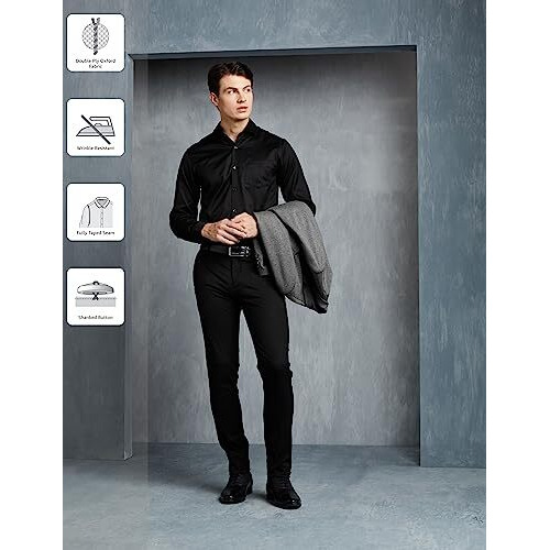 Symbol Premium Men's Wrinkle-Resistant Regular Fit Cotton Formal Shirt (SS23-SMP-FS-01_Black_40)