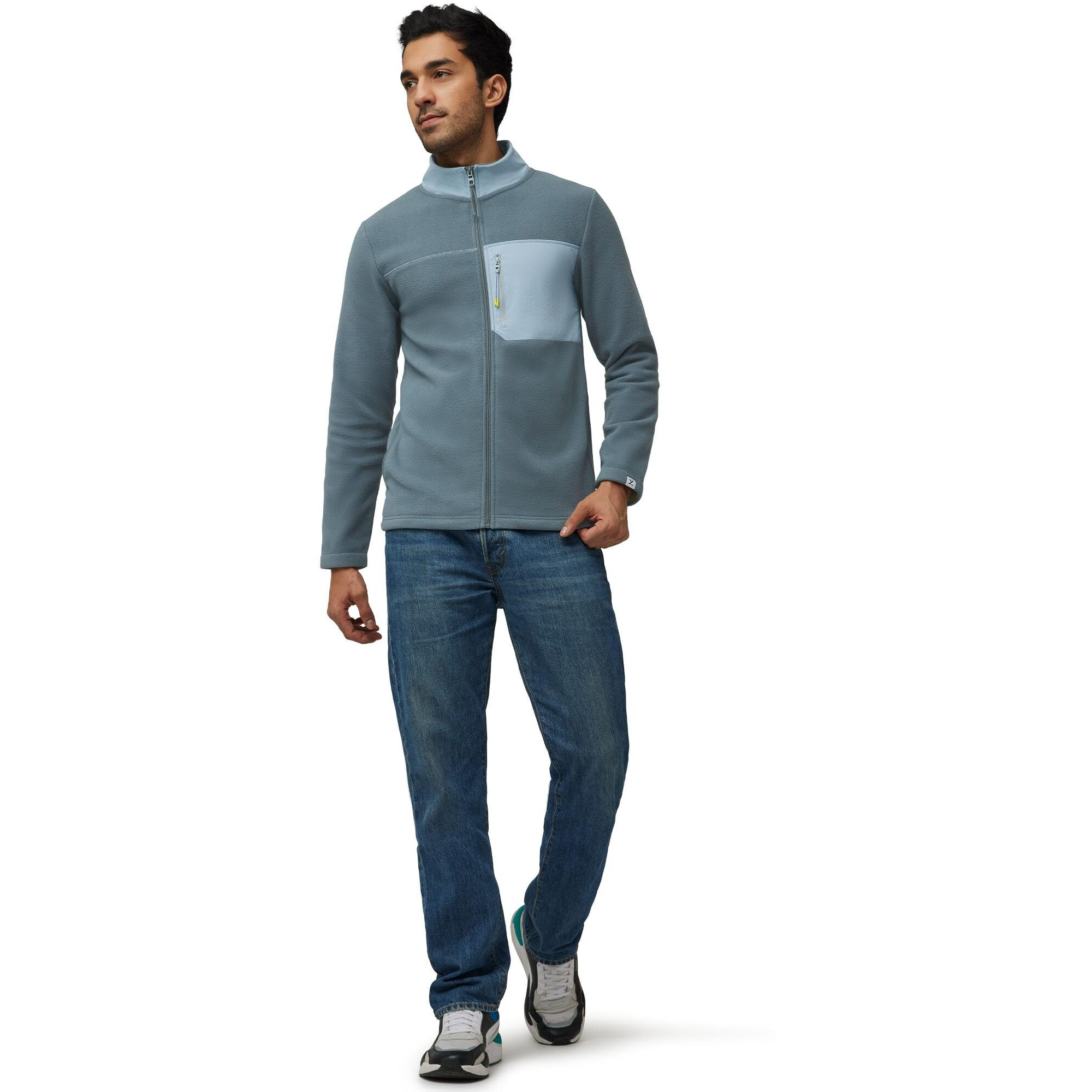 XYXX Men Cotton Rich Jackets, Regular Fit, Solid, Pack of 1, MB12JK05L, Storm Blue, L