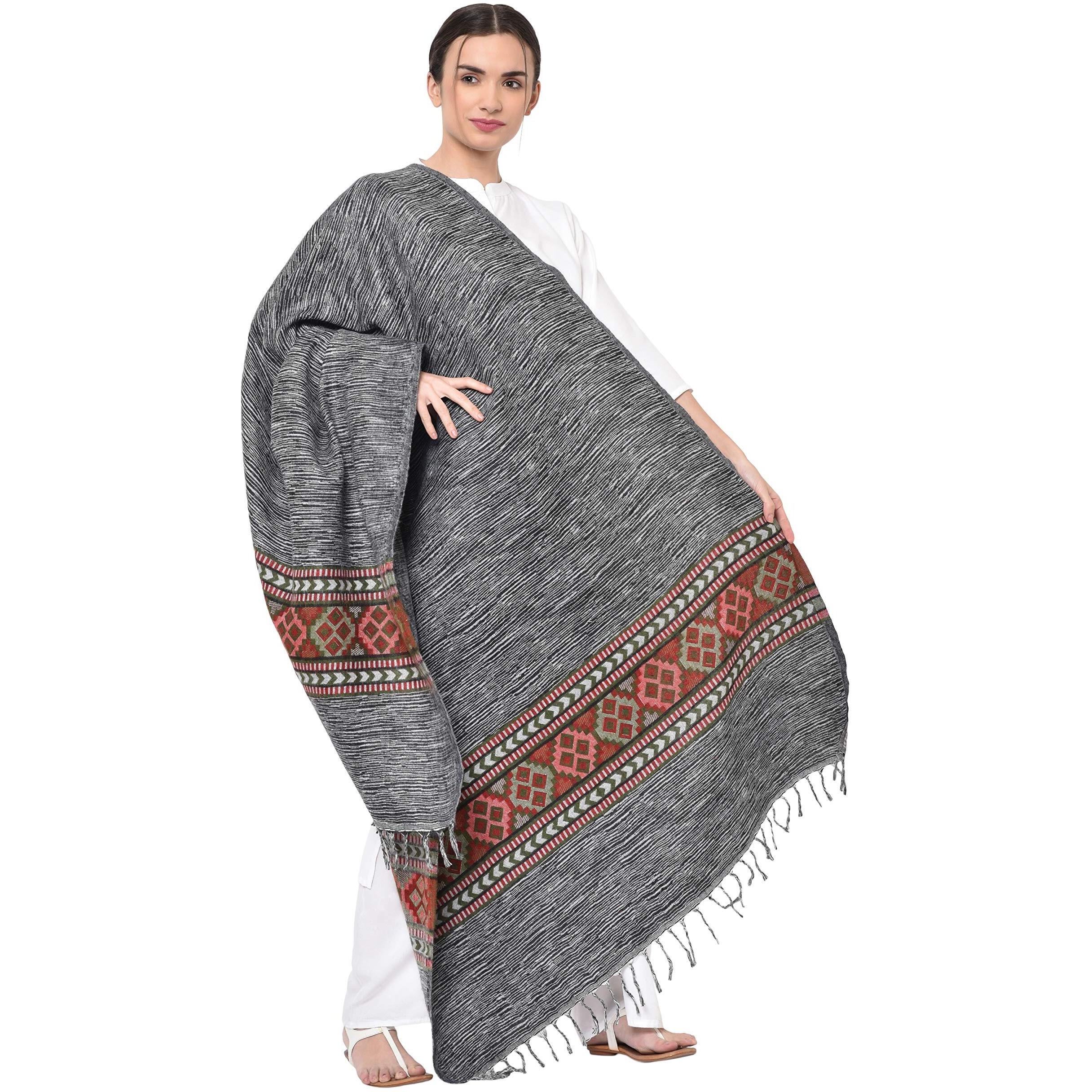 Weavers Villa Kullu Design Shawl (Grey), 100cm X 200cm