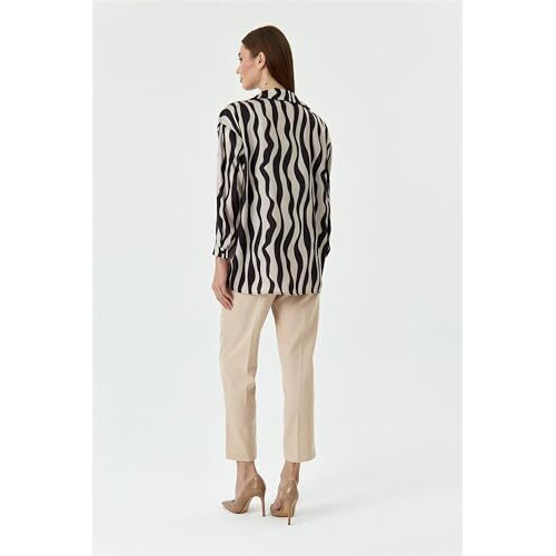 GRECIILOOKS Women's Striped Regular Fit Shirt (GL-W1962_Blue XL)
