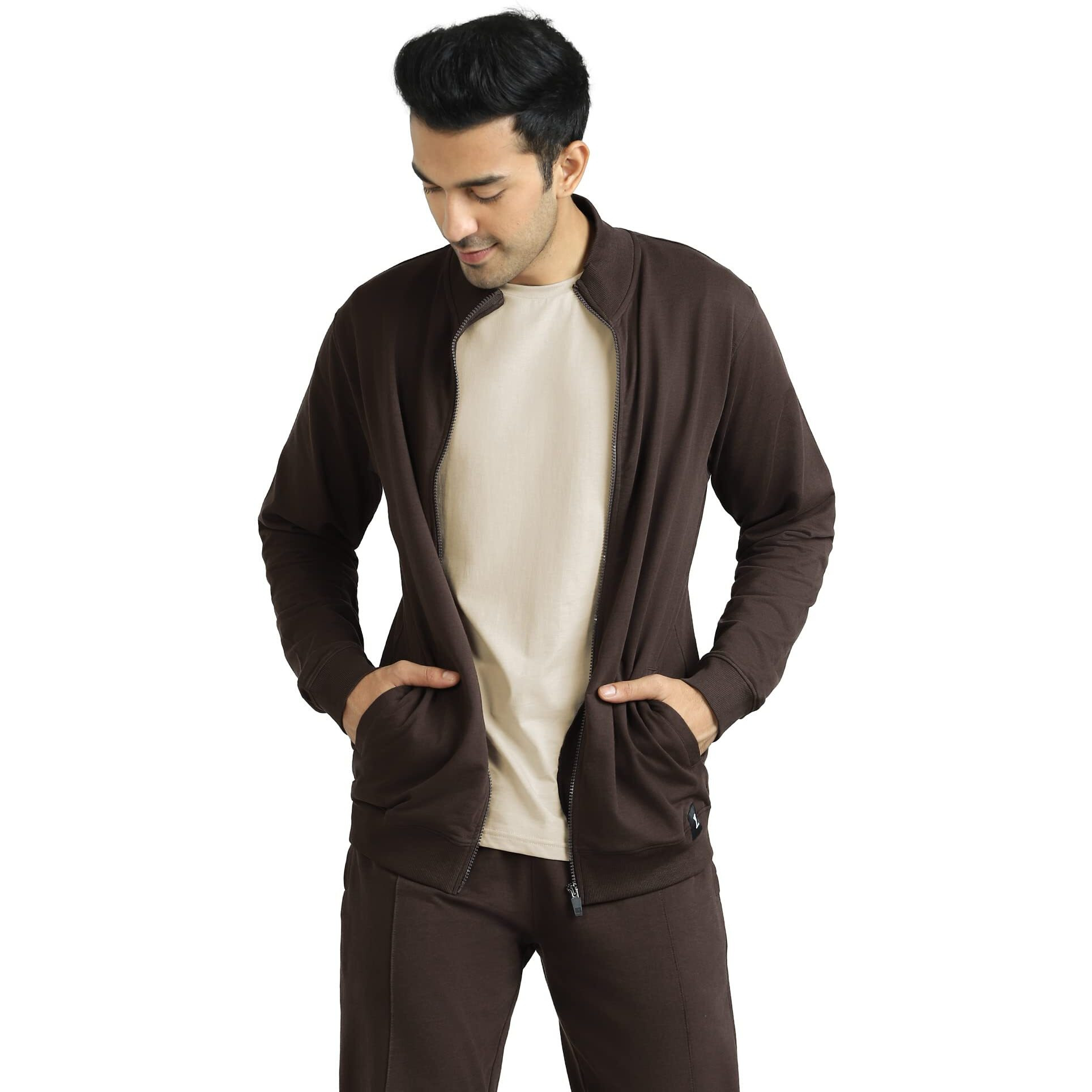 XYXX Cruze French Terry Cotton Zip-Up Jacket (L Malt Brown)