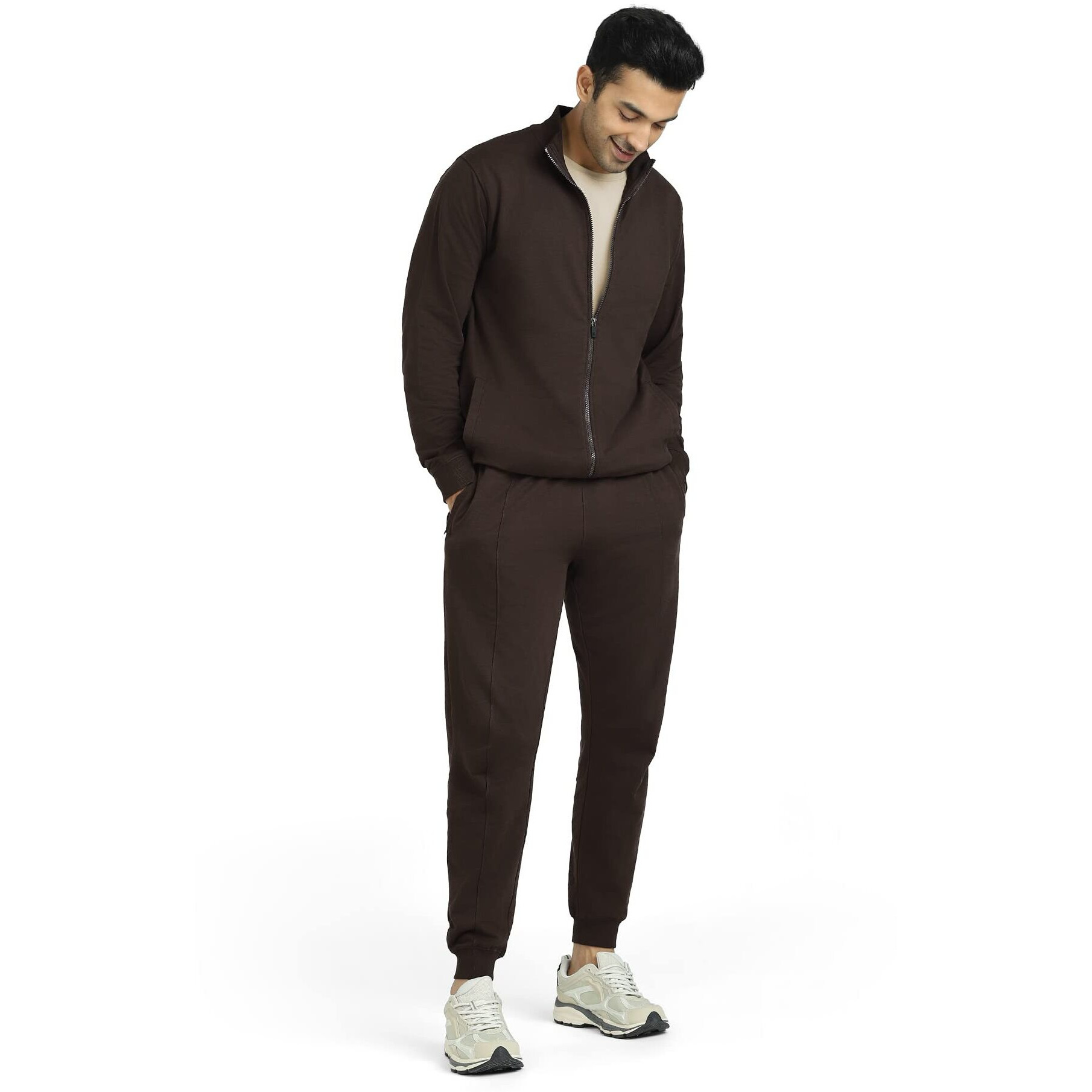 XYXX Cruze French Terry Cotton Zip-Up Jacket (L Malt Brown)