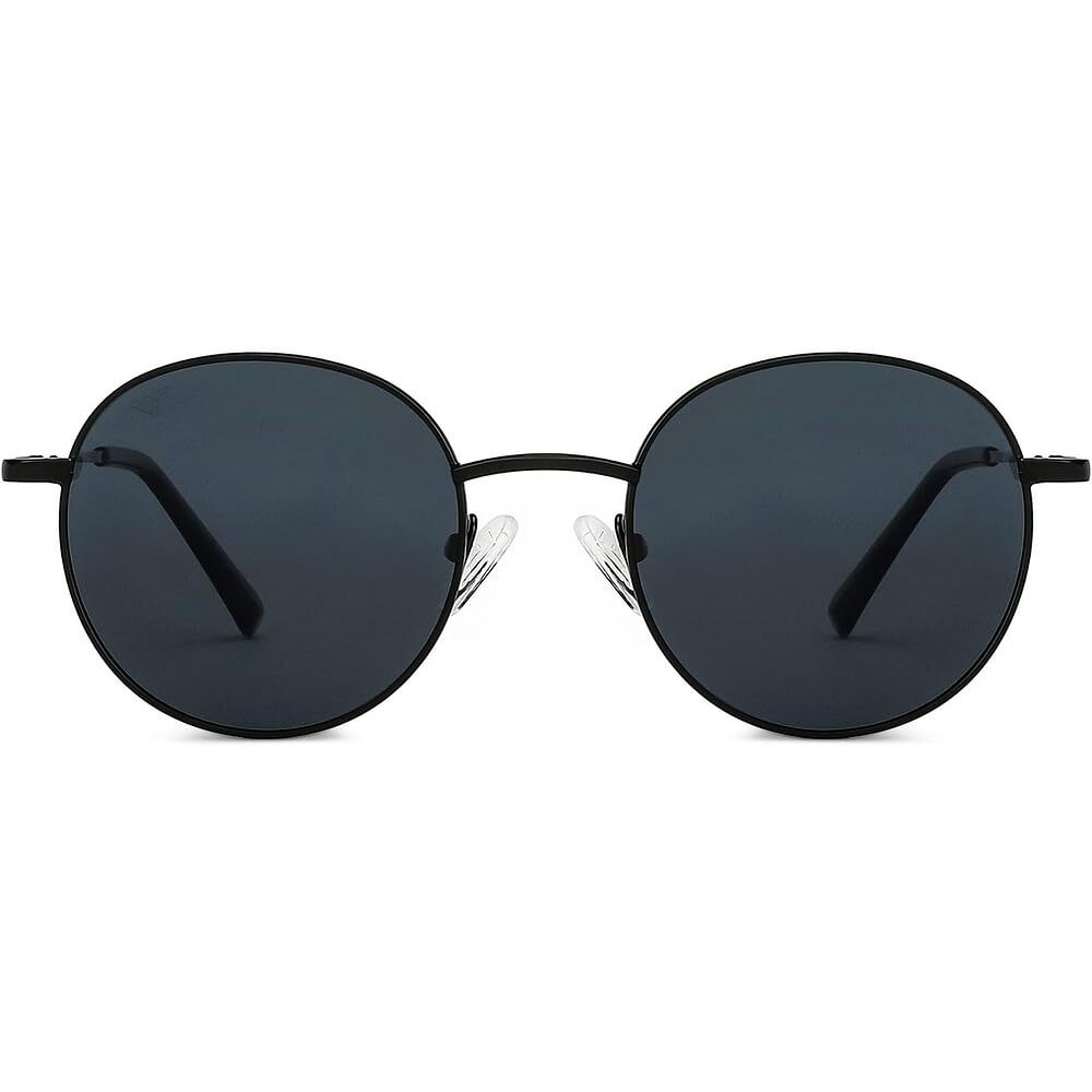 VINCENT CHASE EYEWEAR By Lenskart|Black Grey Full Rim Round|The Metal Edit|Branded Latest And Stylish Sunglasses|Polarization And 100% Uv Protected|Men&Women|Medium|Vc S13112