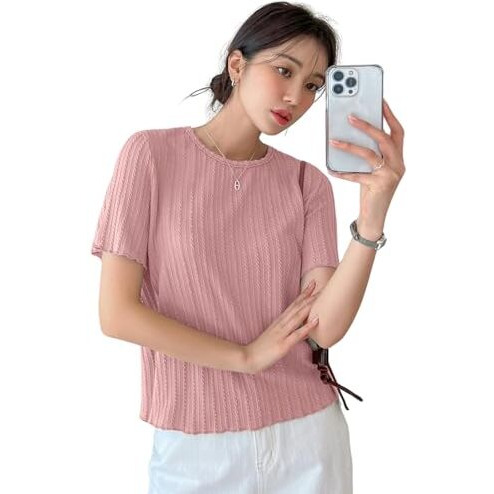 GRECIILOOKS Solid Regular Fit Jeans Korean One Piece Dress Western Tops for Women Stylish (GL-W2083_Pink M)