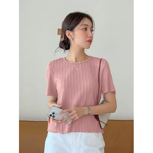 GRECIILOOKS Solid Regular Fit Jeans Korean One Piece Dress Western Tops for Women Stylish (GL-W2083_Pink M)