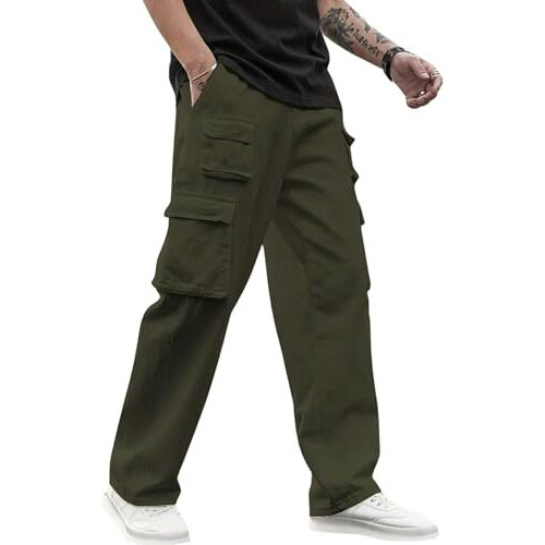 Lymio Men Cargo || Men Cargo Pants || Men Cargo Pants Cotton || Cargos for Men (Cargo-40-Green-M)