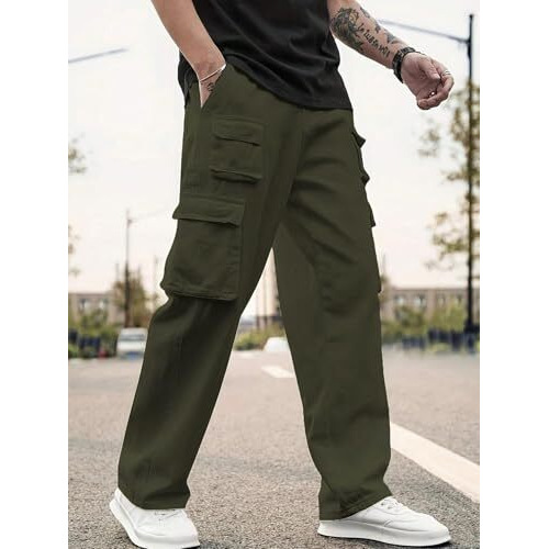 Lymio Men Cargo || Men Cargo Pants || Men Cargo Pants Cotton || Cargos for Men (Cargo-40-Green-M)