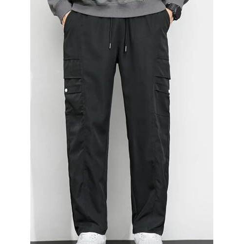 Lymio Men Cargo || Men Cargo Pants || Men Cargo Pants Cotton || Cargos for Men (Cargo-17-20) (M, Black)