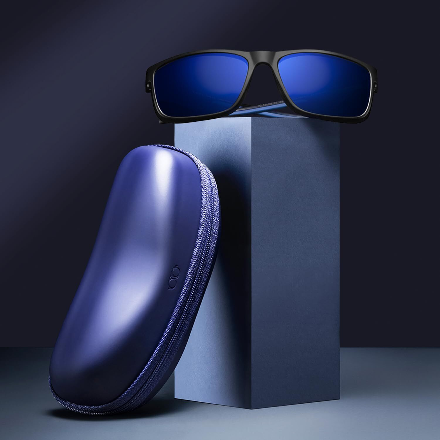 VINCENT CHASE EYEWEAR By Lenskart | Blue Black Full Rim Rectangle Stylish Sunglasses | Polarized and UV Protected | For Men and Women | Large | VC S14122-Pack of 1