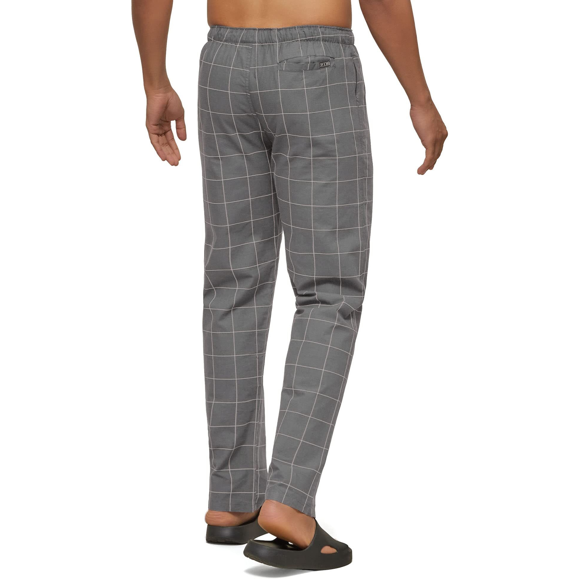 XYXX Men's Super Combed Cotton Checkered Checkmate Pyjamas [Pack of 2] Elasticated Waist, Drawstring | Loungewear for Men in Lime, Grey Checks