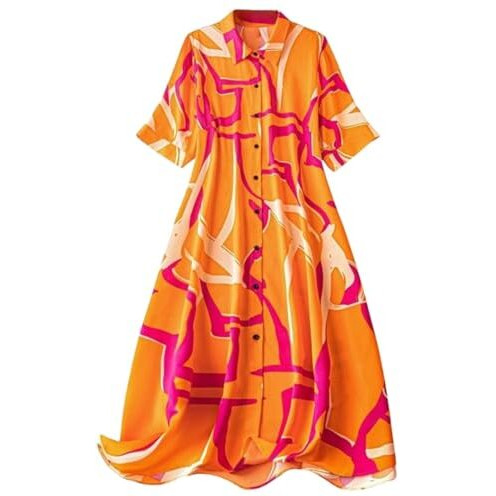 Leriya Fashion Dress for Women | One Piece Dress for Women | Beach Dress for Women (Large, Orange)