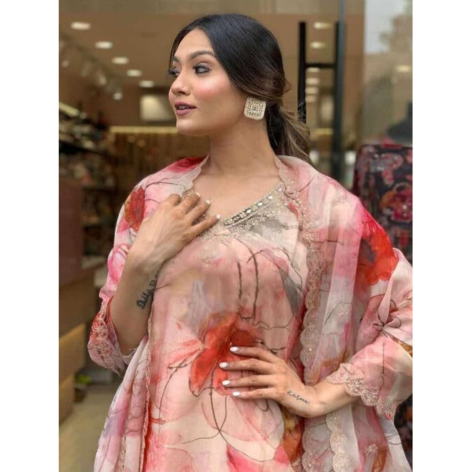 SHIENZY Women's Cotton Blend Kurta Set (SHZ1499_Pink_S)