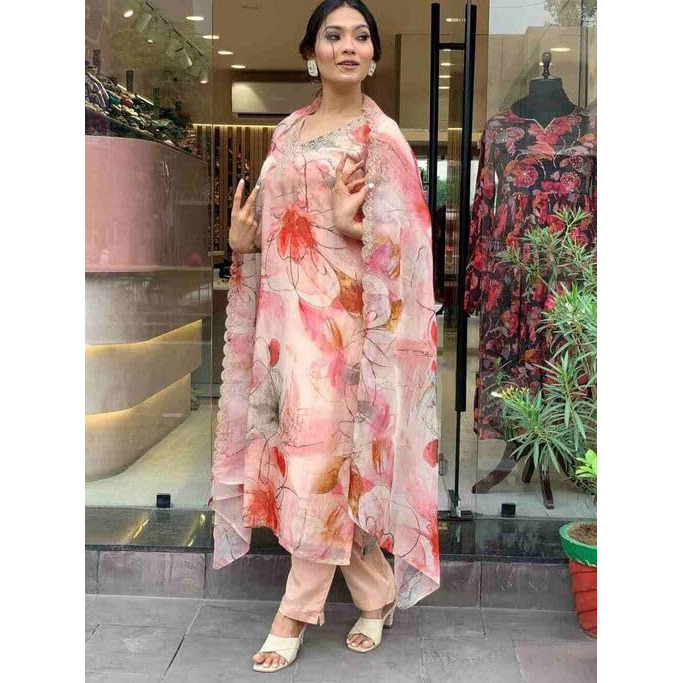 SHIENZY Women's Cotton Blend Kurta Set (SHZ1499_Pink_S)