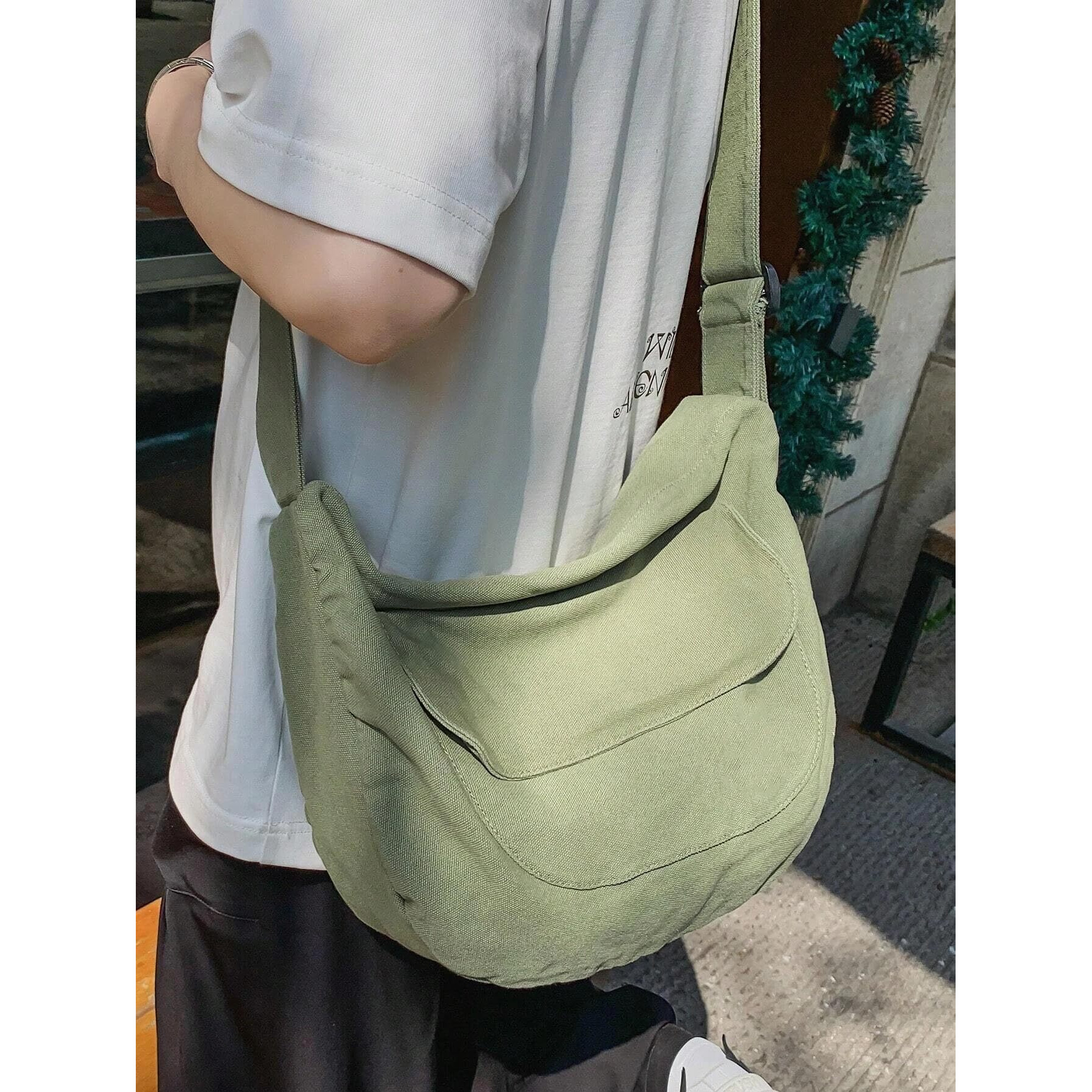 Glowic Unisex Green Hobo|Side Collage Bag(WBAG-89)