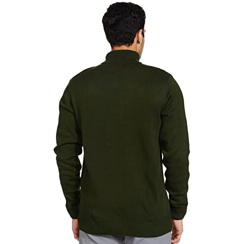 Amazon Brand - Symbol Men's Acrylic High Neck Sweater (SWR-06_Olive_Medium_Olive_M)