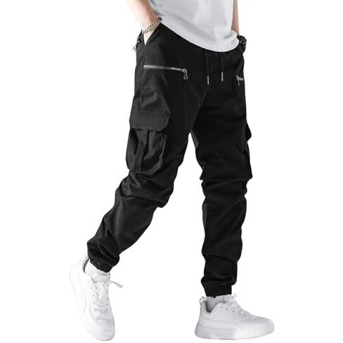 Lymio Men Cargo || Men Cargo Pants || Men Cargo Pants Cotton || Cargos for Men (Cargo-35-Black-L)