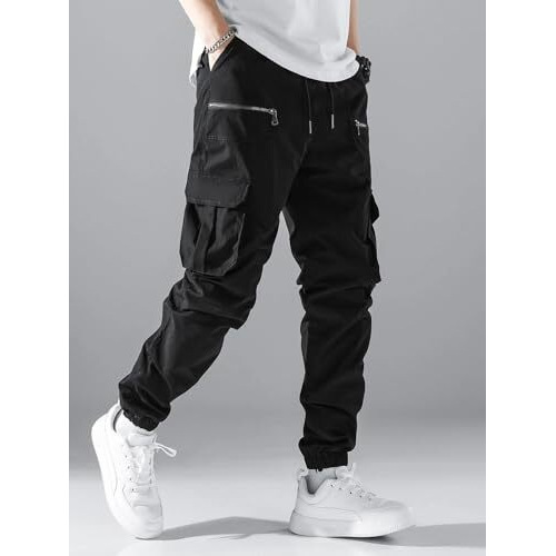 Lymio Men Cargo || Men Cargo Pants || Men Cargo Pants Cotton || Cargos for Men (Cargo-35-Black-L)