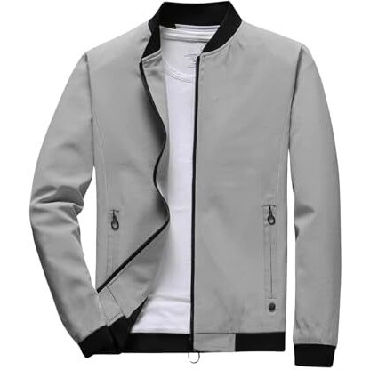 Lymio men jackets || bomber jacket for men || Lightweight Outwear Sportswear Polyester Standard Length Bomber Jacket (J-01-03) (2XL, Grey)