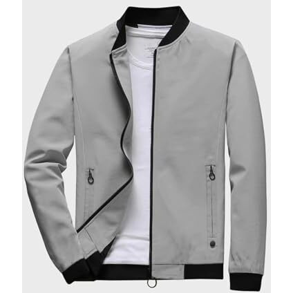 Lymio men jackets || bomber jacket for men || Lightweight Outwear Sportswear Polyester Standard Length Bomber Jacket (J-01-03) (2XL, Grey)
