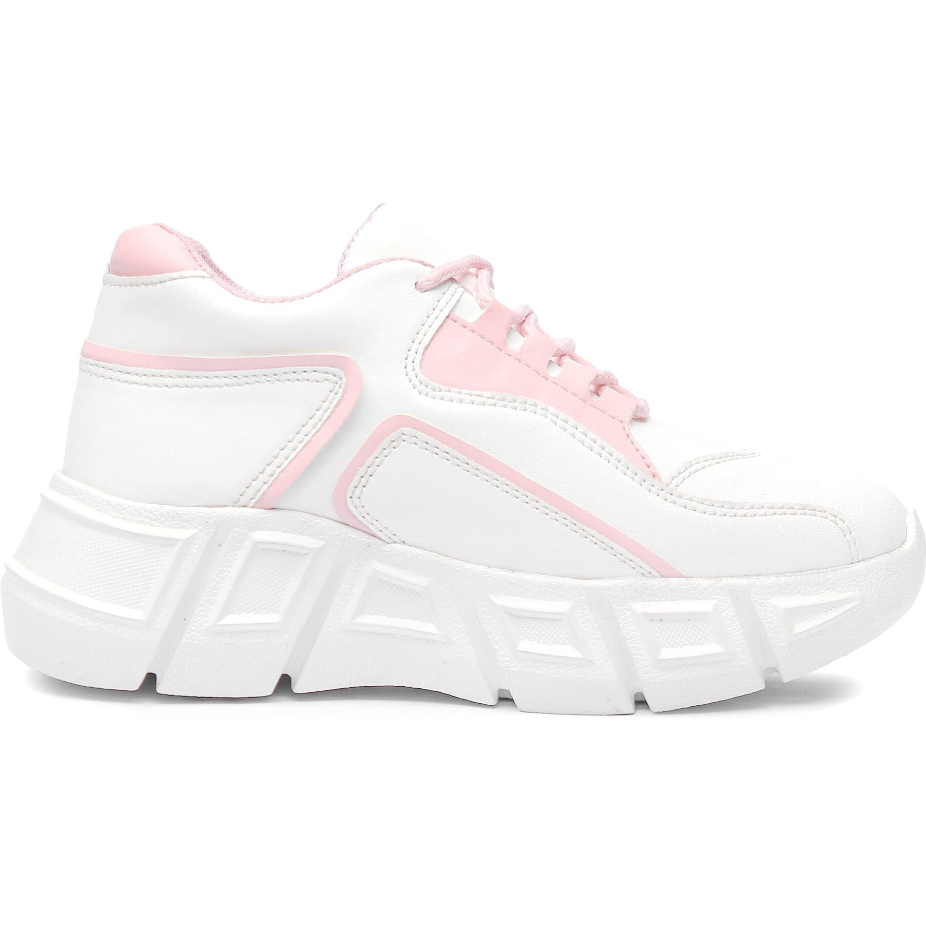 Vendoz Women & Girls White Pink Casual Shoes Sports Shoes Sneakers - 40 EU