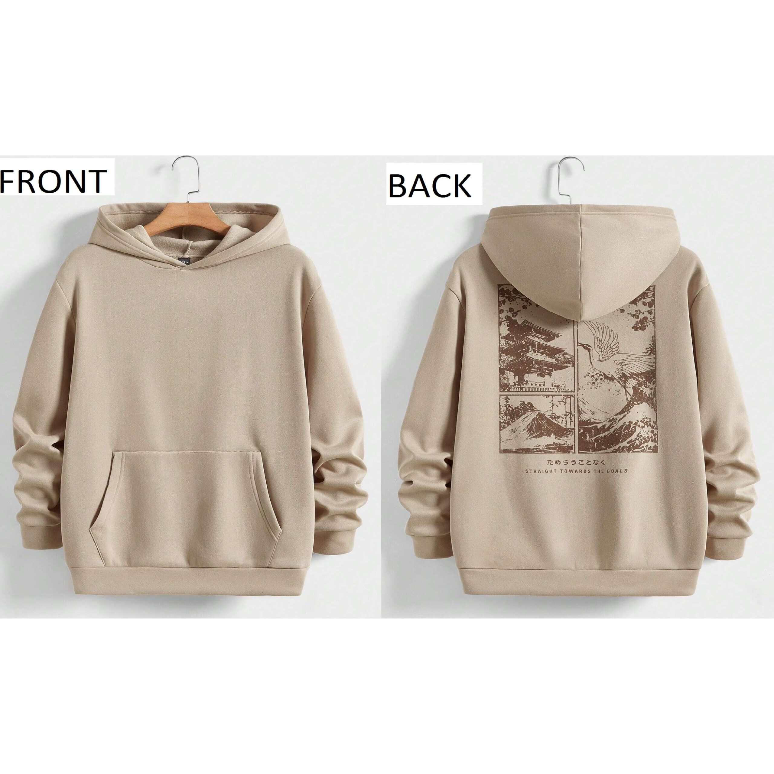 TAGAS Men's Hoodie with Slogan & Wave Print, Kangaroo Pocket and Drawstring Detail || Fleece Regular Fit Sweatshirt for Mens || Men Hoodies || MH-8012-BEIGE-Medium