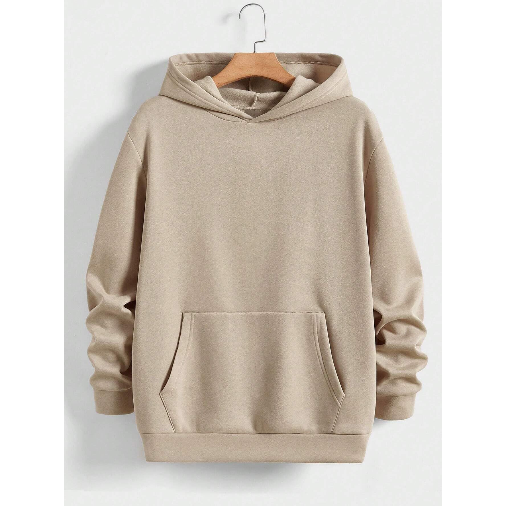 TAGAS Men's Hoodie with Slogan & Wave Print, Kangaroo Pocket and Drawstring Detail || Fleece Regular Fit Sweatshirt for Mens || Men Hoodies || MH-8012-BEIGE-Medium
