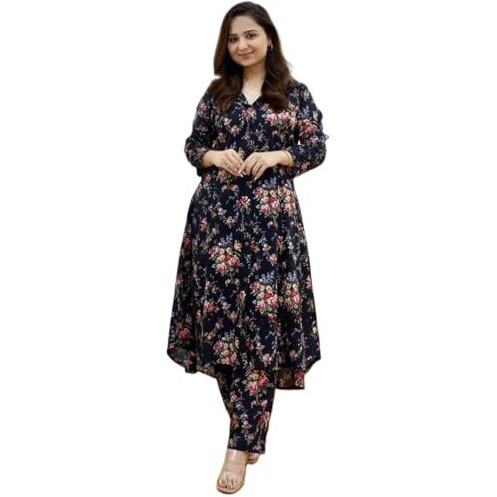 GRECIILOOKS Womens Casual Cotton Blend Regular Fit Co-Ord Set (Black, XXX-Large)
