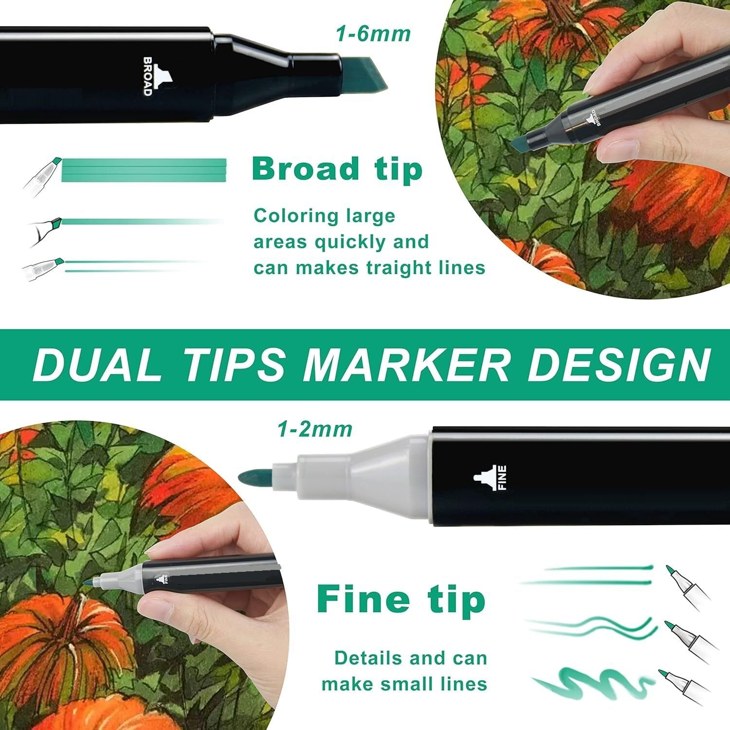 Corslet 60 Pc Dual Tip Markers Alcoholic Markers Set Colour Markers for Drawing Marker Pens for Drawing Markers Alcohol Markers with Marker Paper Pad Sketchbook Bleedproof 200gsm 50pages (25sheets)