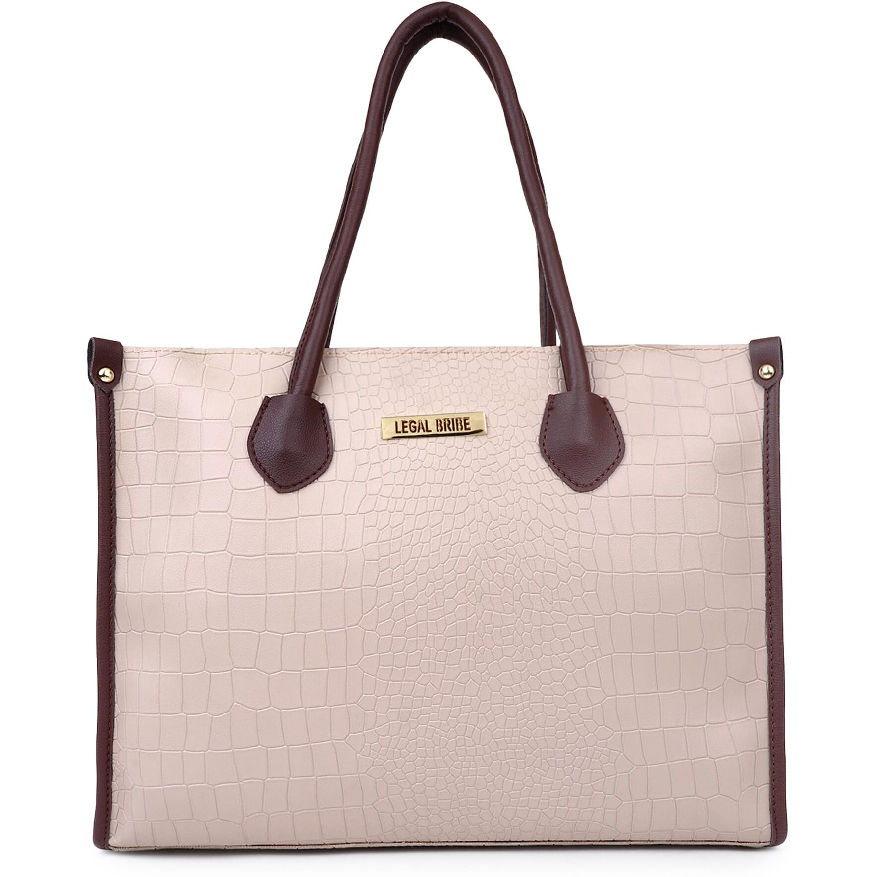 LEGAL BRIBE Women's Crock Style Tote Bag Combo of 4 (Beige)