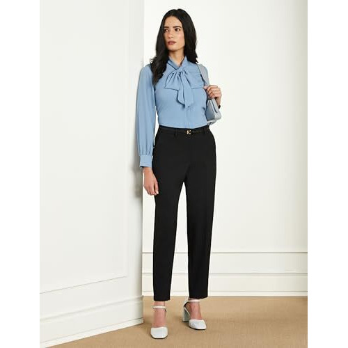 Symbol Premium Women's Slim Business Casual Pants (SBP-SS24-WTR-509_Black_32)