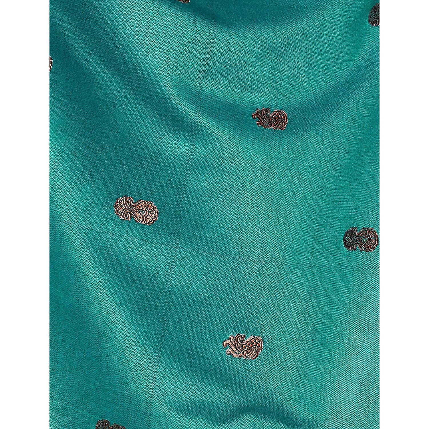 Weavers Villa - Women's Green Jacquard Woolen Shawls, Stoles, 100cm X 200cm