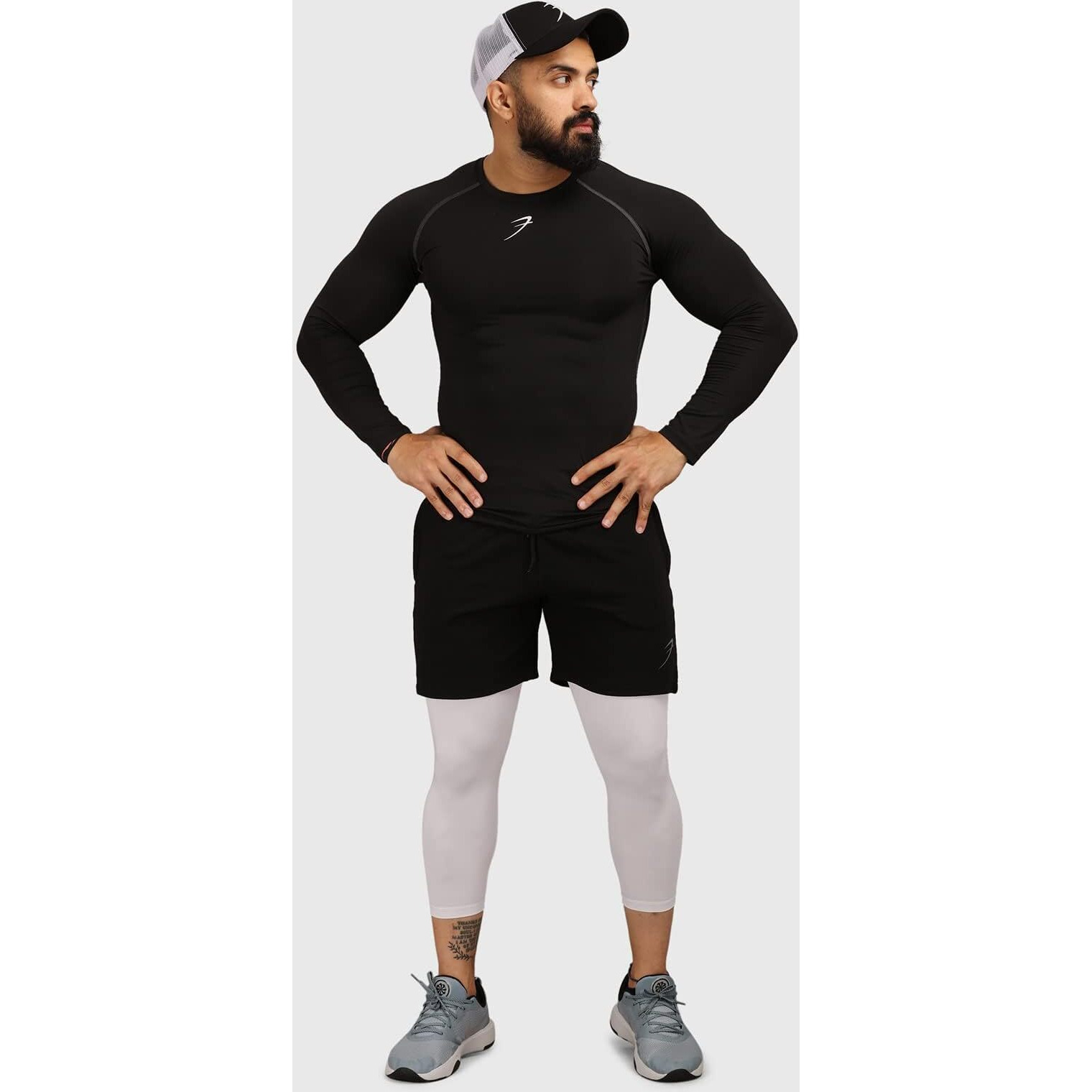FUAARK Men's Full Sleeve Compression T-Shirt - Athletic Base Layer for Fitness, Cycling, Training, Workout, Tactical Sports Wear (Medium, Black)