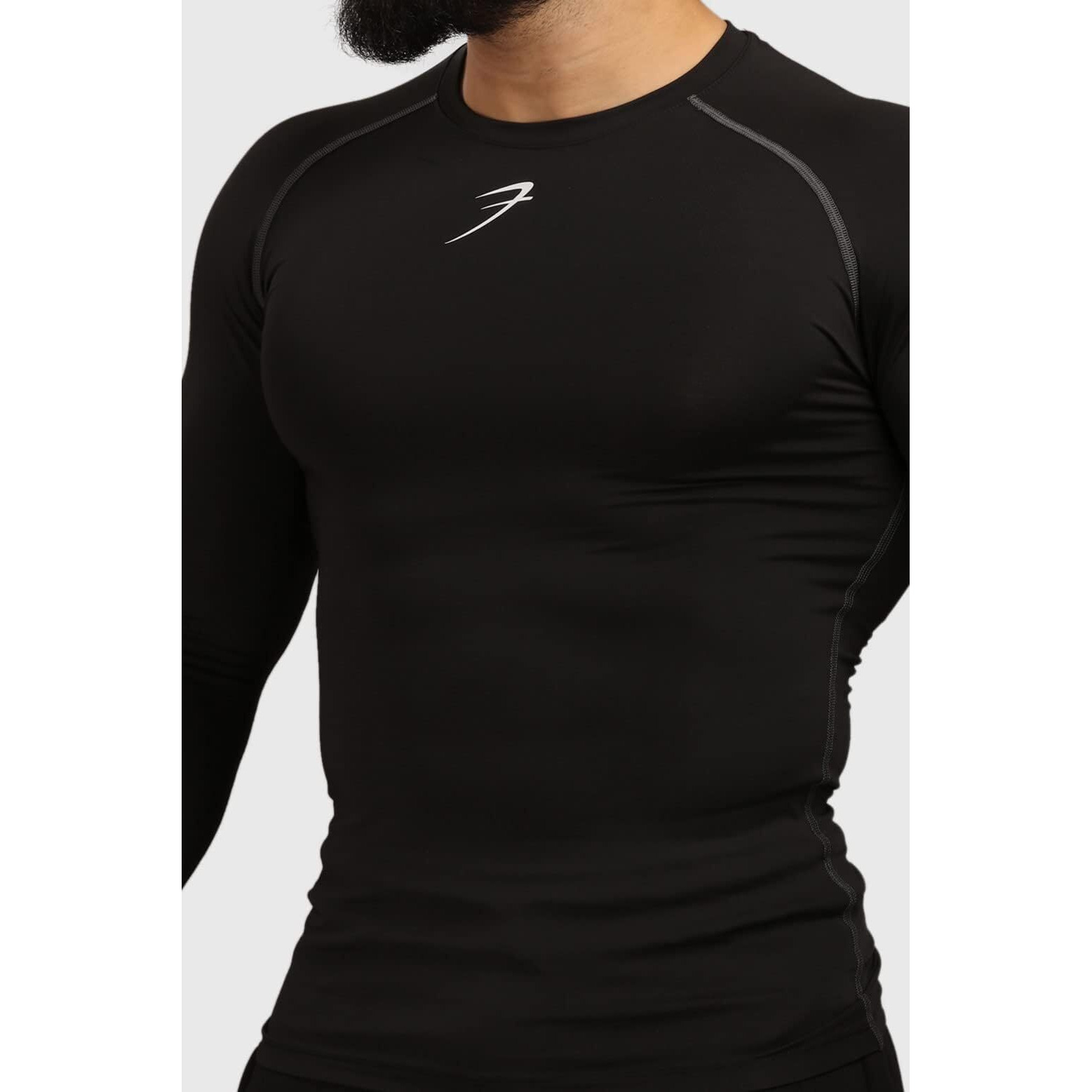 FUAARK Men's Full Sleeve Compression T-Shirt - Athletic Base Layer for Fitness, Cycling, Training, Workout, Tactical Sports Wear (Medium, Black)