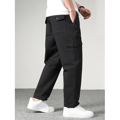 Lymio Men Cargo || Men Cargo Pants || Men Cargo Pants Cotton || Cargos for Men (Cargo-26-29) (M, Black)