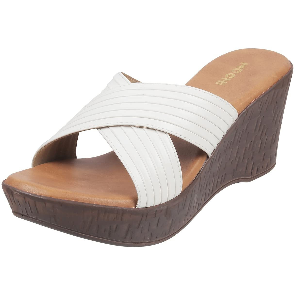 Mochi Women White Wedge Heel Slip-on UK/5 EU/38 (34-123)