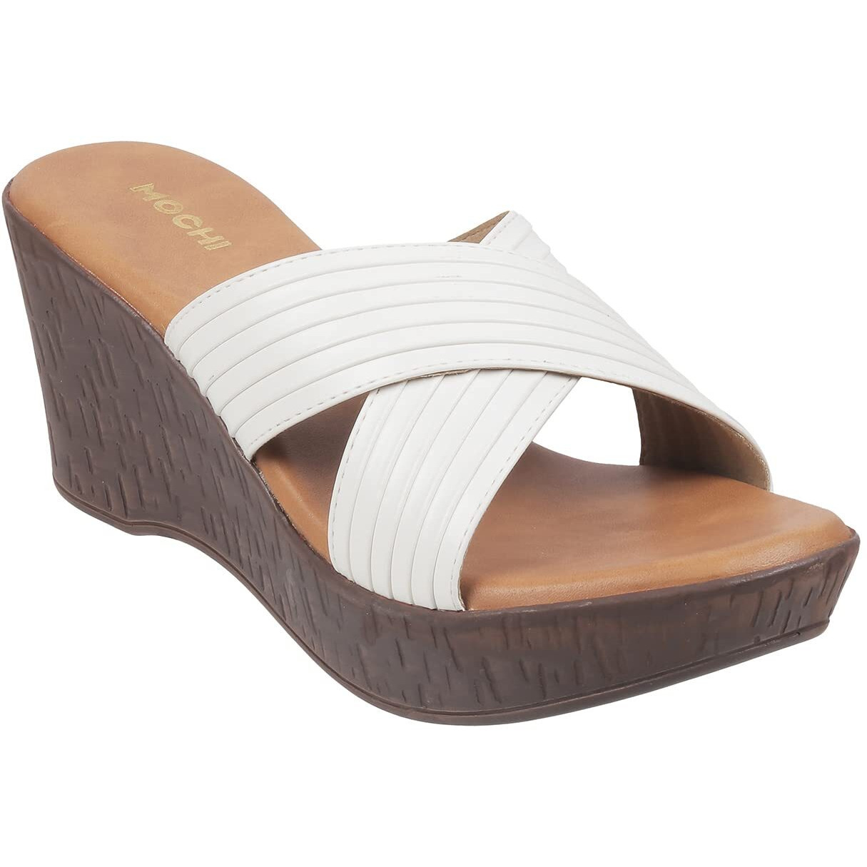 Mochi Women White Wedge Heel Slip-on UK/5 EU/38 (34-123)